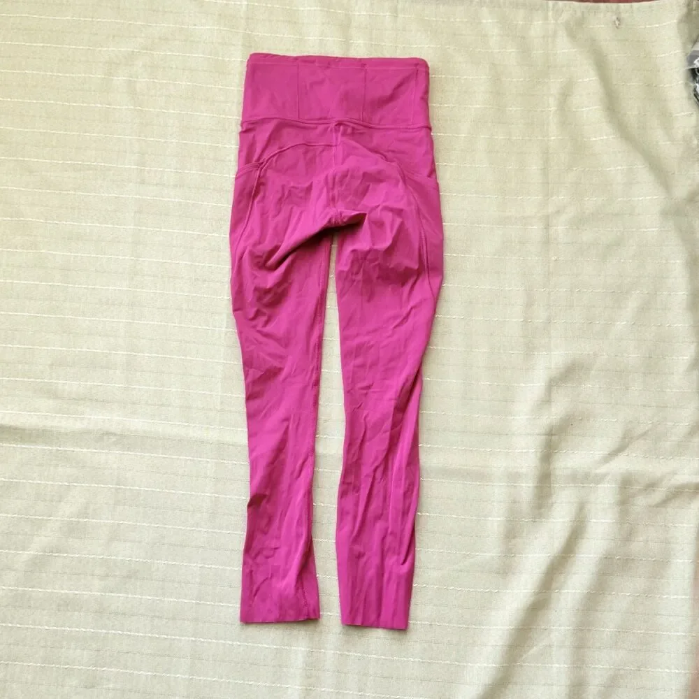 Womens Lululemon Raw Hem Leggings Hot Pink Size 0 Great Condition
